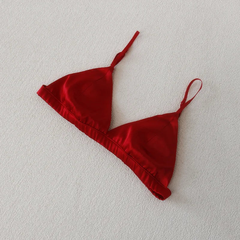 Birdtree, 94% Silk 6% Spandex Wireless Bra, Women Triangle Cup Breathable Soft Underwear, Small Breast, 2026 New A5D632JF