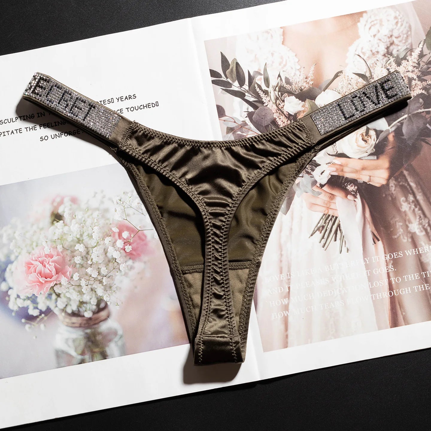 Letter Sexy Panties Women Thongs Rhinestones Diamonds G-string Sports Thong Low Waist Shorts Briefs T-back Fitness S-XL