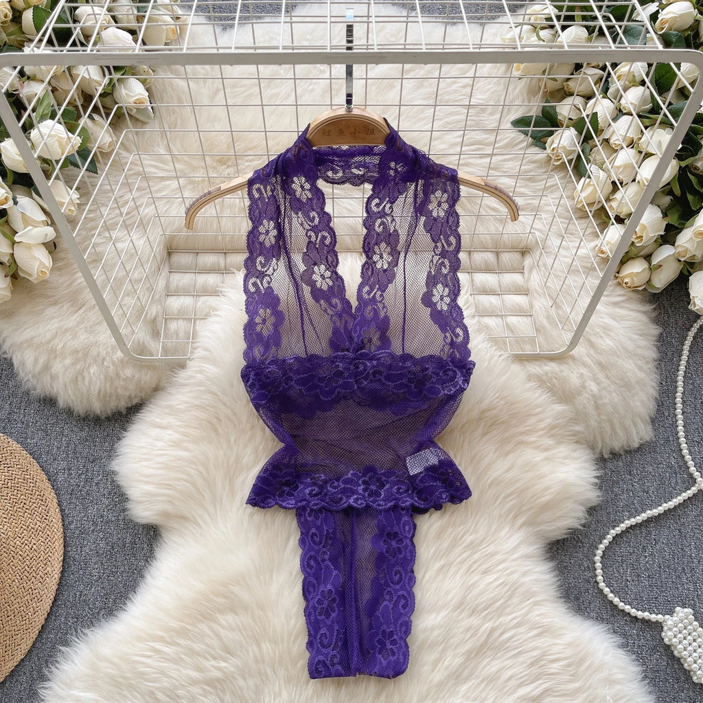 Women Hotsweet V-neck Leopard Slim Vintage Straps Bodysuits Chic Lace Slim Jumpsuits Comfortable Fashion Underwear