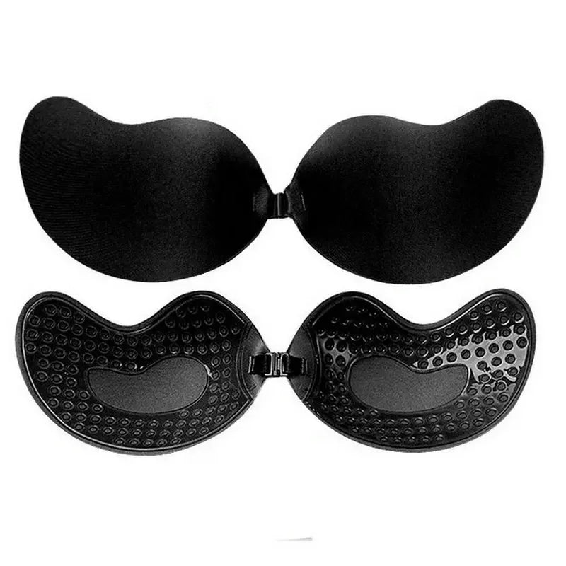 Reusable Adhesive Nipple Covers A-D Cups, Silicone Padded Push-Up Strapless Bra Stick-On Lingerie for Wedding Dresses