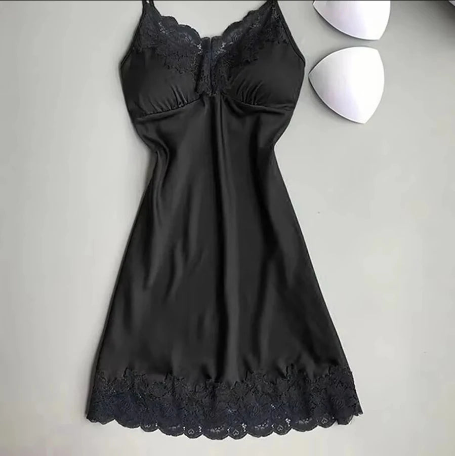 Valentine's Day sexy backless ice silk slip dress summer pajamas short women's home dress simulation silk nightdress