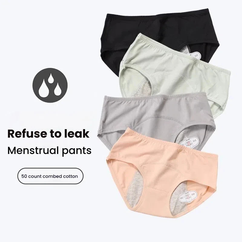 3pcs Women's Mid Waist Leak proof Menstrual Underwear Cotton Antibacterial Comfortable Breathable Panties Sexy Lingerie Briefs