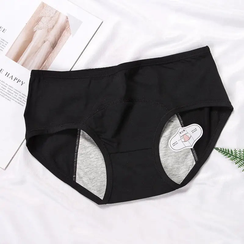 3pcs Women's Mid Waist Leak proof Menstrual Underwear Cotton Antibacterial Comfortable Breathable Panties Sexy Lingerie Briefs