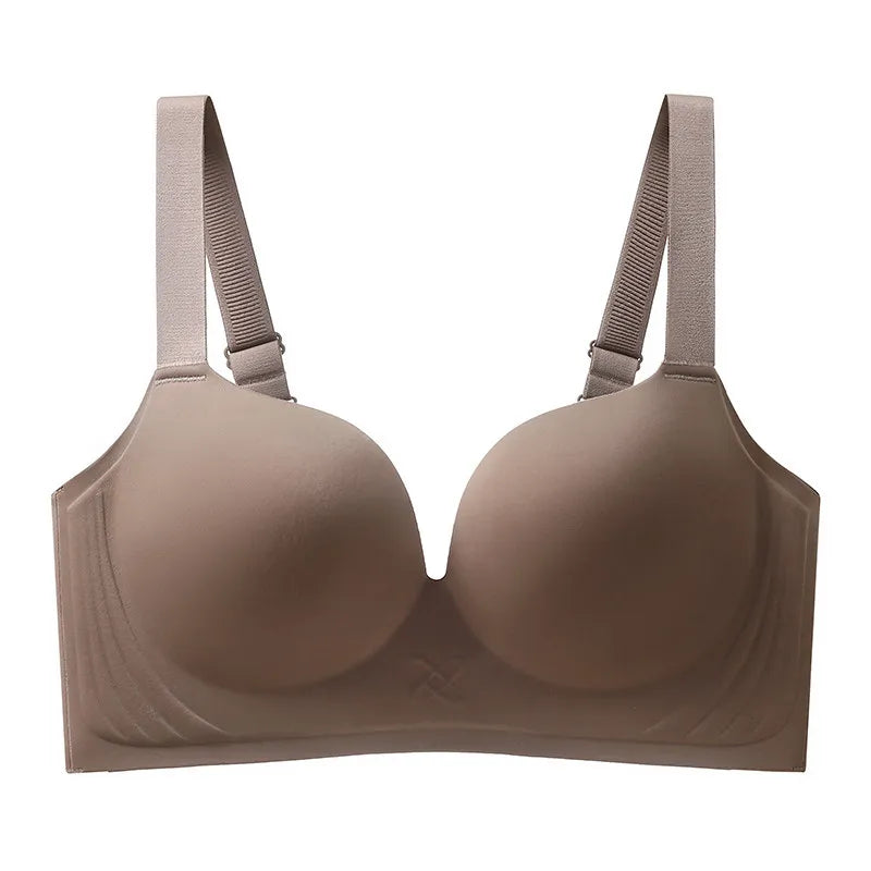 Women‘s Full Bust Seamless Bra Wireless Lingerie Breathable & Smooth Small Thin Gathering Push Up Lift Support Plus Size 34-44