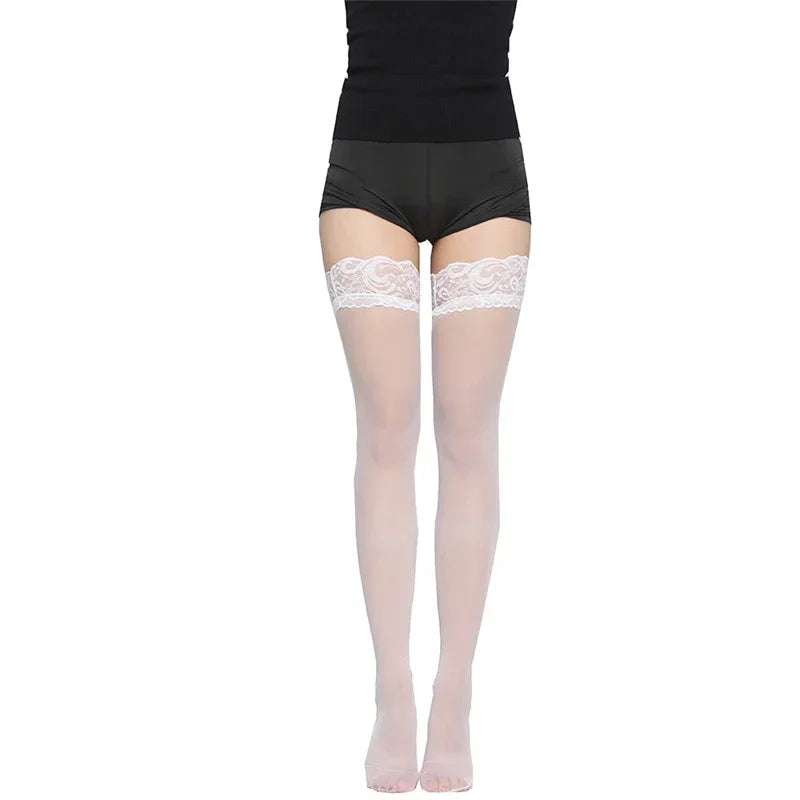 Sexy Lace Stockings for Women Thigh High Sheer Breathable Summer Socks JK Style Fashion Versatile Lingerie Black White Red
