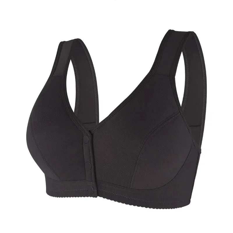Ladies Front Button Plus Size Solid Color Underwear Fashionable Ultra-thin Soft and Comfortable Vest Style Fixed Cup Underwear