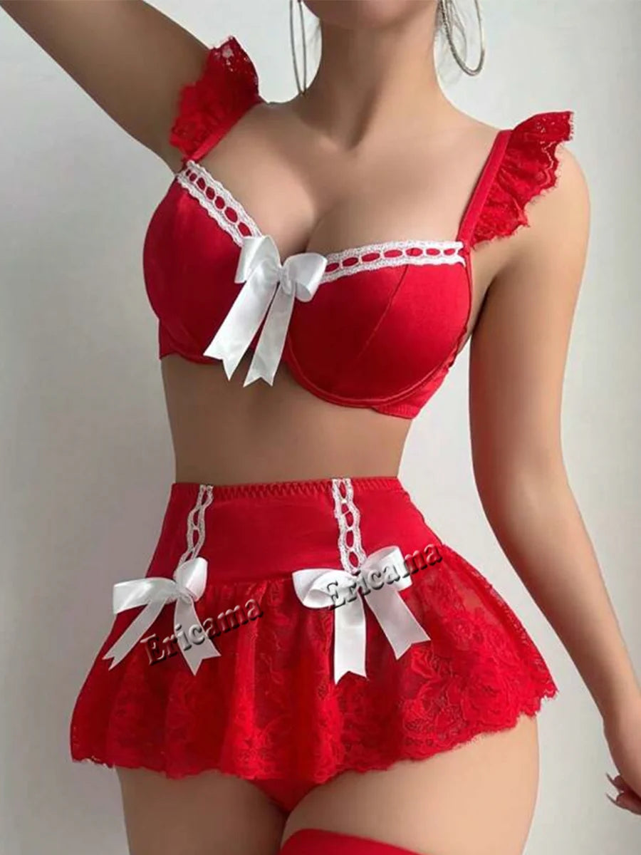 Sexy Lingerie Seamless Underwear Fancy Women Erotic Outfit Open Sexy Bra Set Fantasy Mini Skirt Bra Set Cosplay Costumes Women