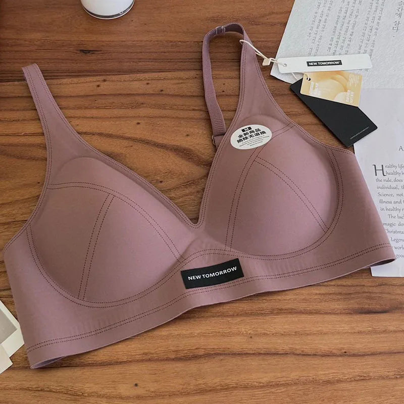 Lingerie Women's Traceless Small Bra Pull Together No Underwire Seamless Jelly Bar Soft Support Tuck Back Bra
