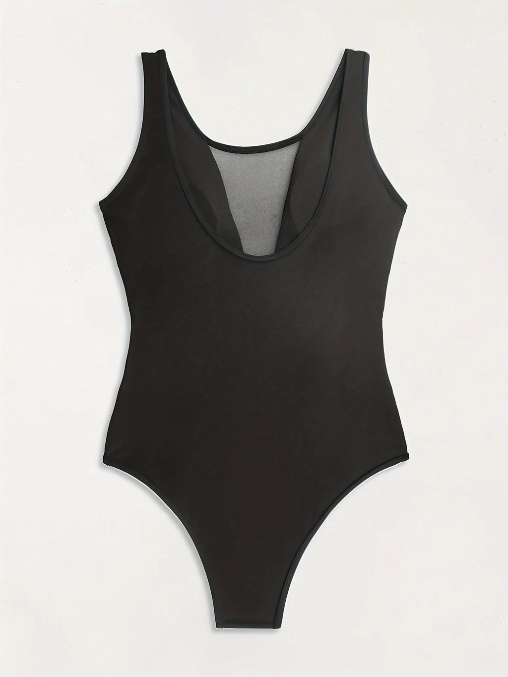Sexy Women Lingerie Black Swimsuit Deep V Neck Swimwear High Cut Leg Swimsuit Ruched Waist Sleeveless Bathing Suit