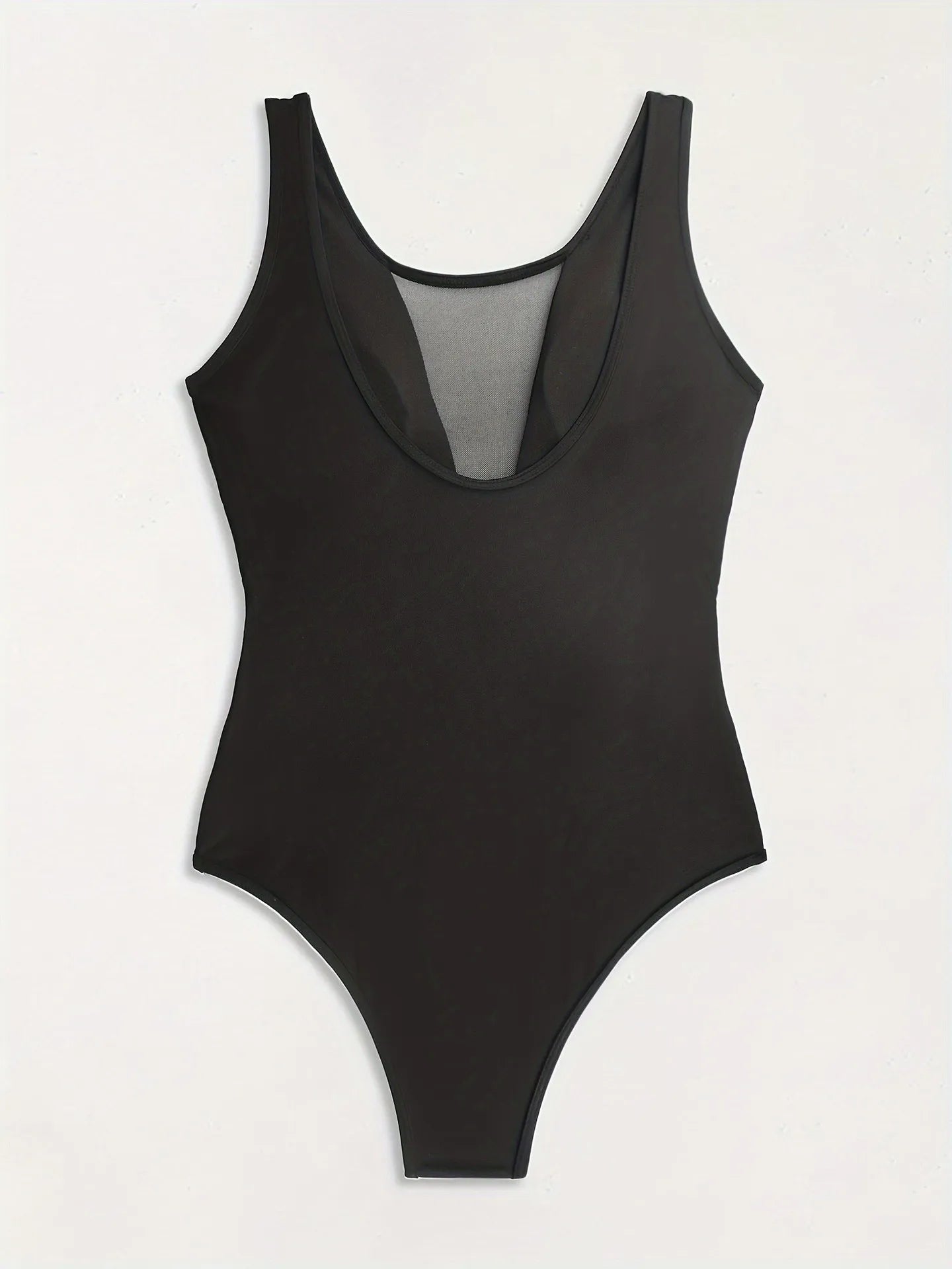 Sexy Women Lingerie Black Swimsuit Deep V Neck Swimwear High Cut Leg Swimsuit Ruched Waist Sleeveless Bathing Suit
