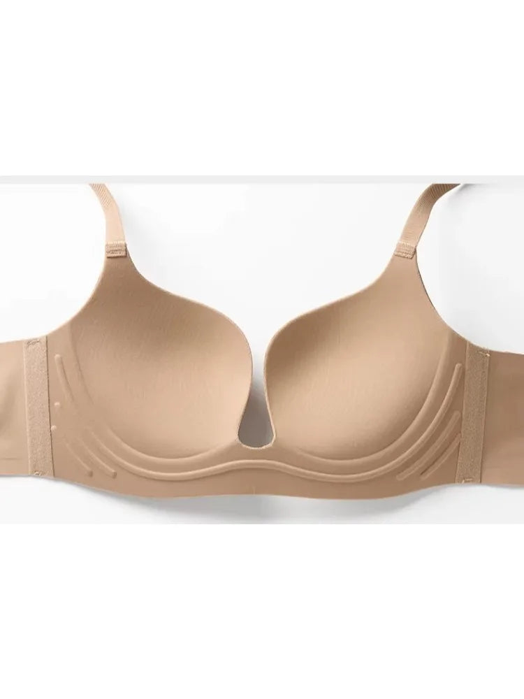 YUQI Push Up Bra Seamless Lingerie for Women Add Two Cups Half Cup Lift Sexy Lingerie Unlined Demi Bra Small Bust Support  Style