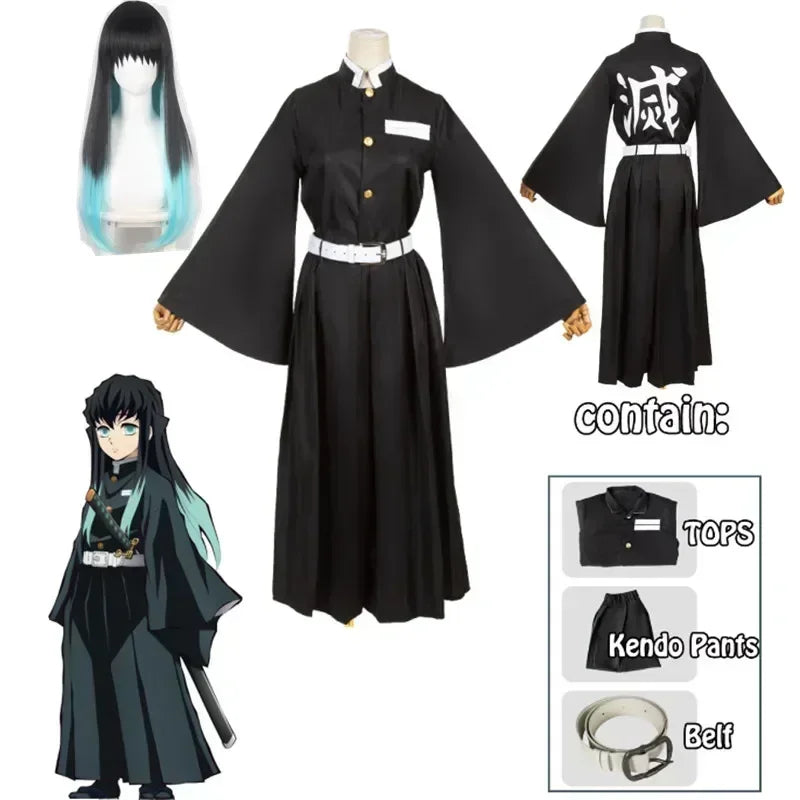 Anime Character Tokito Muichiro Cosplay Costume Uniform Wig Adult & Kids Halloween Outfit
