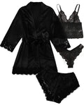 2025New Women's Pajama Fashion 4-piece Set Lace Satin Strap Sexy Pajama Set Dress Skin friendly Comfortable Casual Pajama Skirt