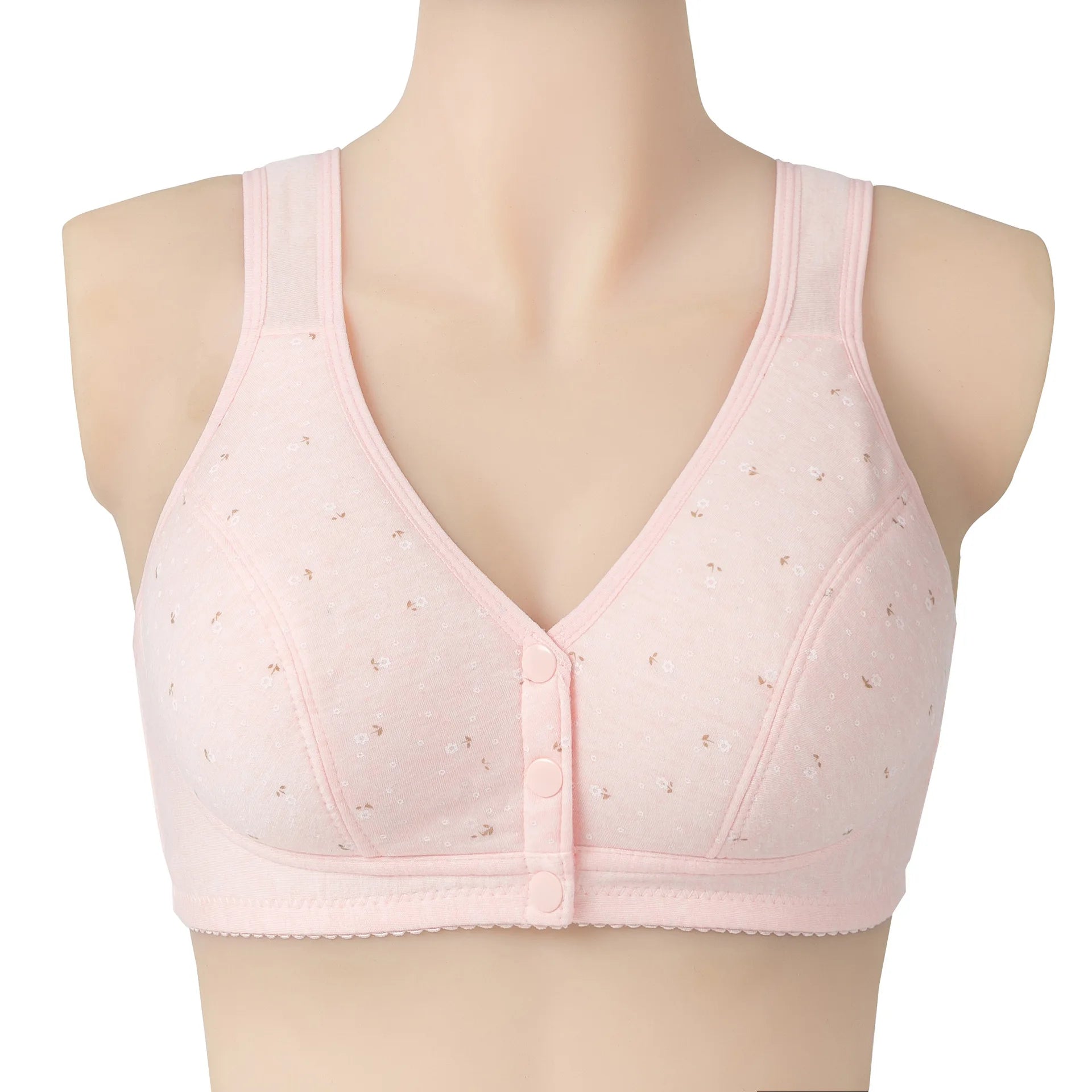 Ladies Front Button Plus Size Solid Color Underwear Fashionable Ultra-thin Soft and Comfortable Vest Style Fixed Cup Underwear