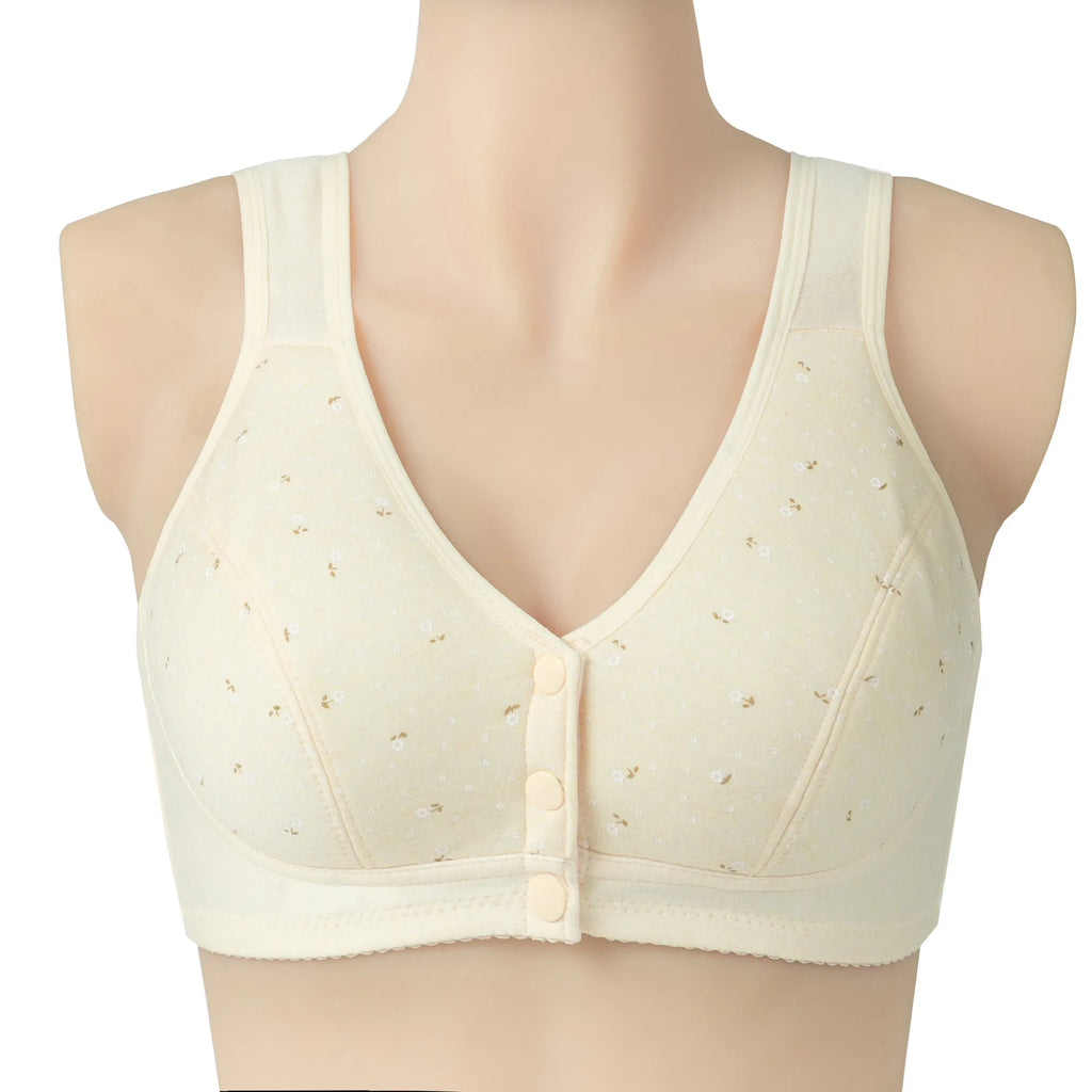 Ladies Front Button Plus Size Solid Color Underwear Fashionable Ultra-thin Soft and Comfortable Vest Style Fixed Cup Underwear