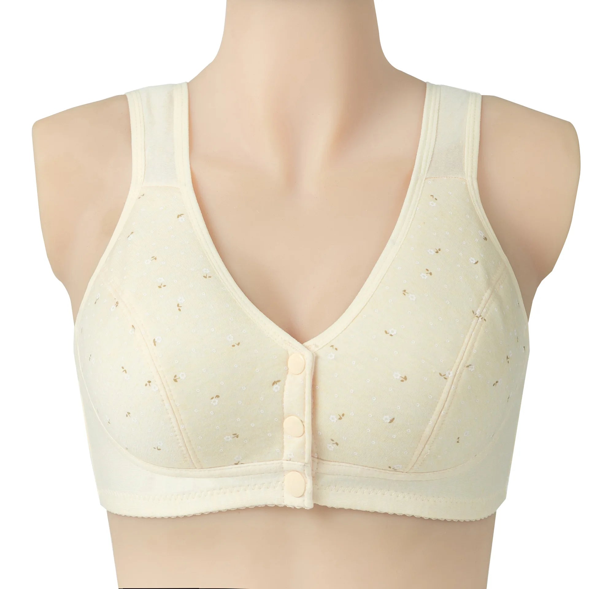 Ladies Front Button Plus Size Solid Color Underwear Fashionable Ultra-thin Soft and Comfortable Vest Style Fixed Cup Underwear