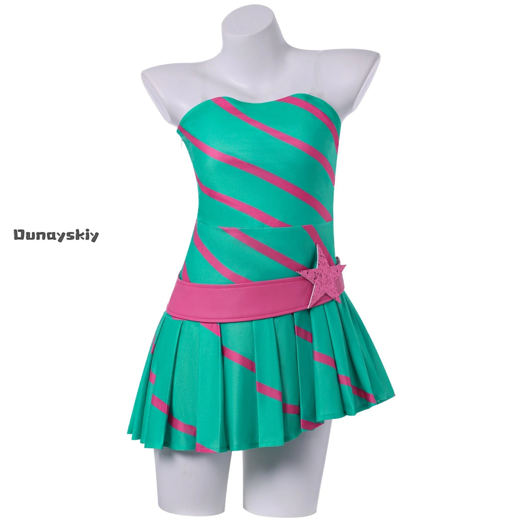 Anime Stella Cosplay Costume Fairy Party Green Bandeau Dress Women's Dresses Halloween Roleplay Wig Shoe Outfit Disguise Suits