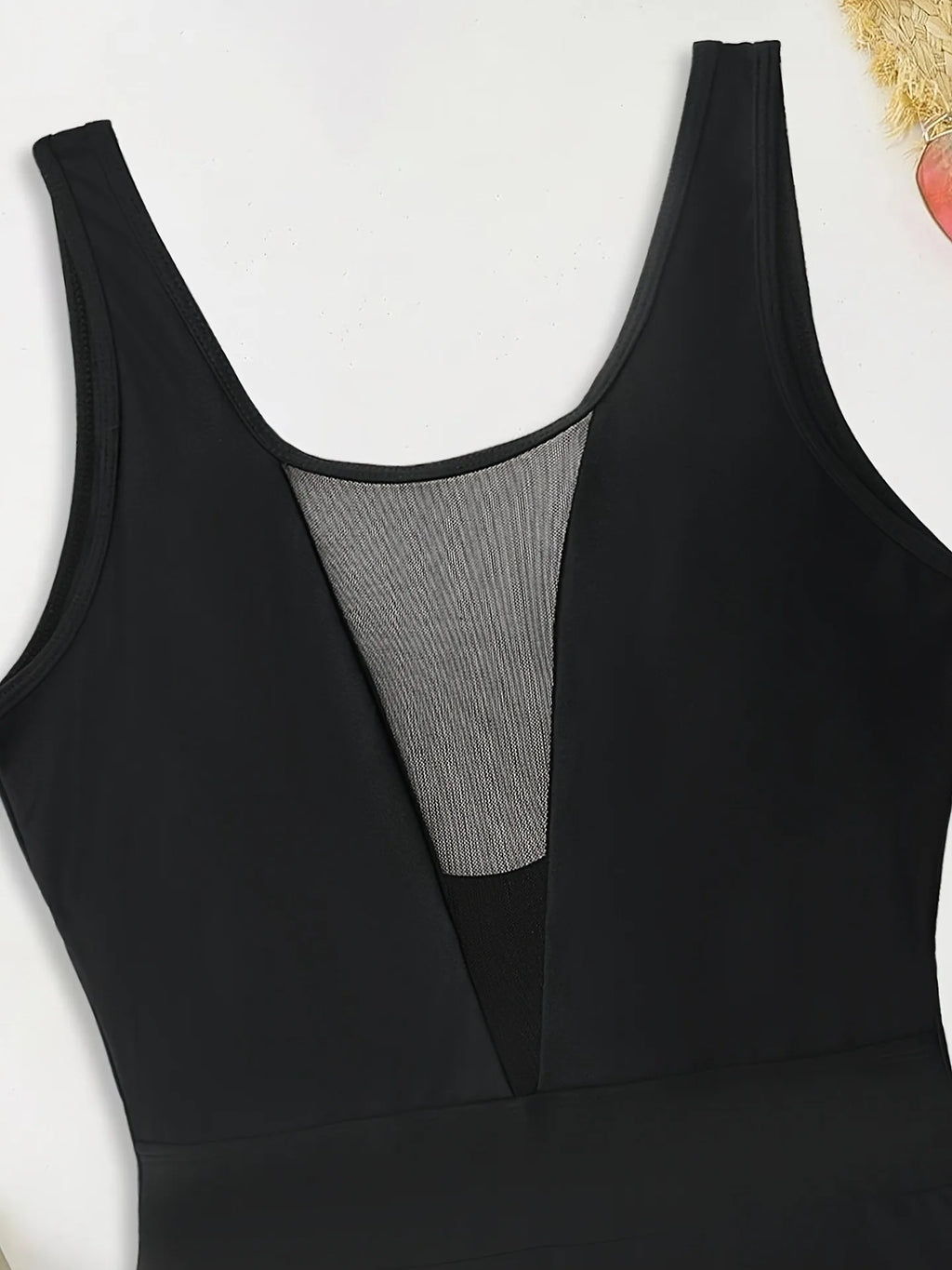 Sexy Women Lingerie Black Swimsuit Deep V Neck Swimwear High Cut Leg Swimsuit Ruched Waist Sleeveless Bathing Suit