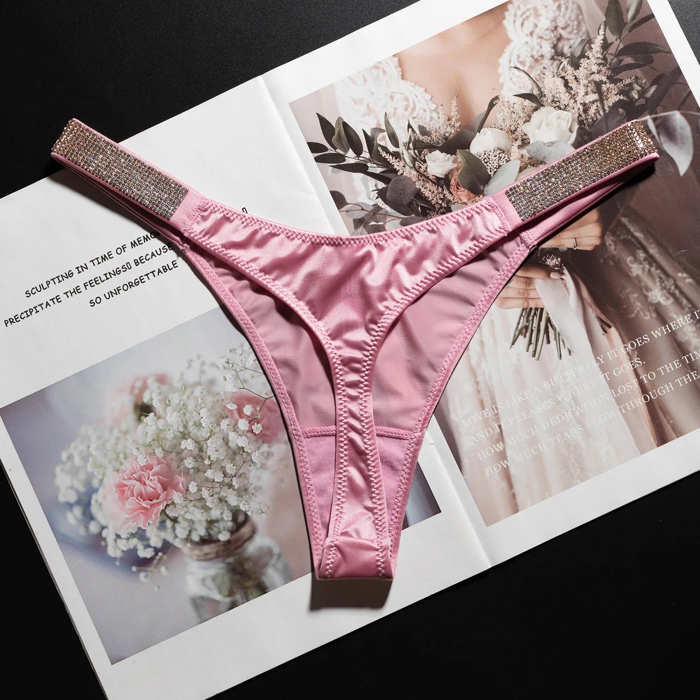 Letter Sexy Panties Women Thongs Rhinestones Diamonds G-string Sports Thong Low Waist Shorts Briefs T-back Fitness S-XL