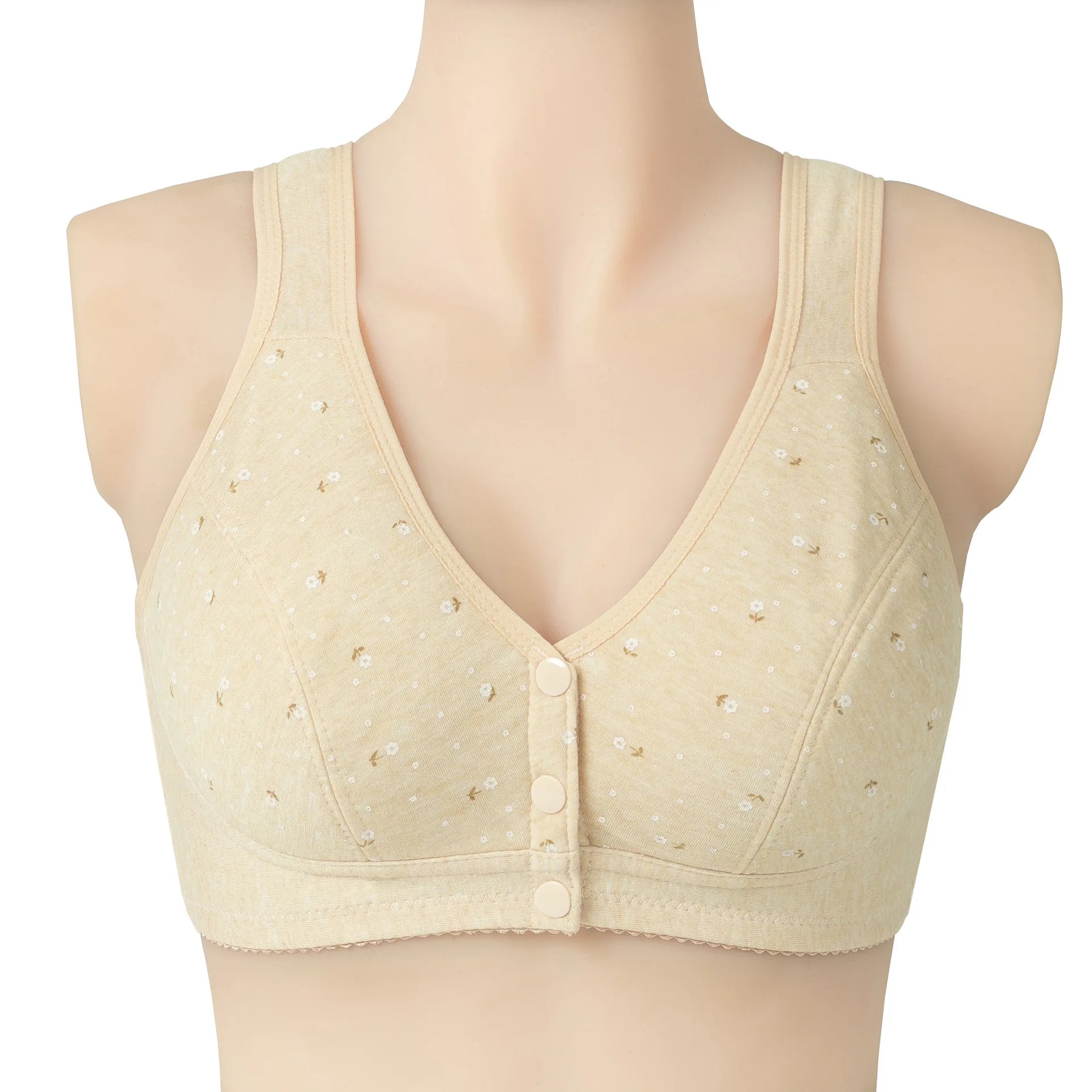 Ladies Front Button Plus Size Solid Color Underwear Fashionable Ultra-thin Soft and Comfortable Vest Style Fixed Cup Underwear