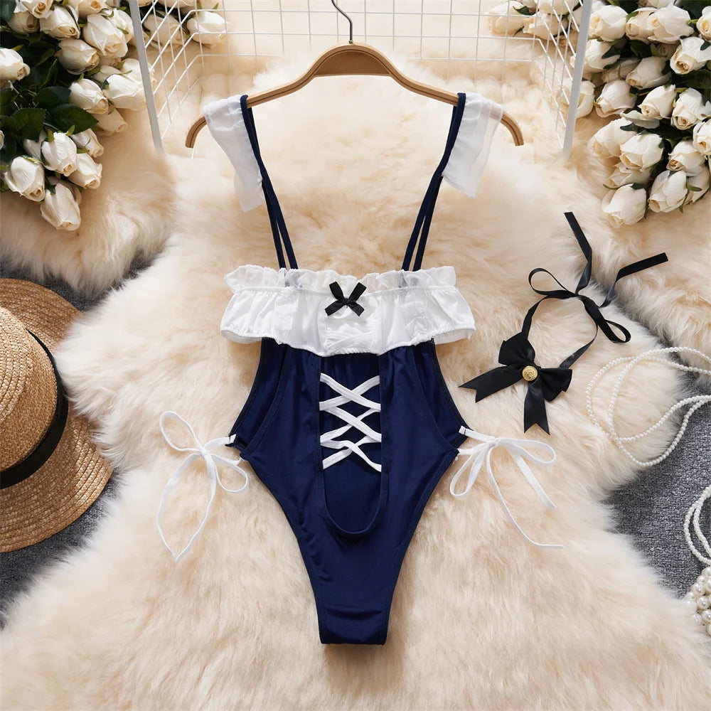 Women Hotsweet V-neck Leopard Slim Vintage Straps Bodysuits Chic Lace Slim Jumpsuits Comfortable Fashion Underwear