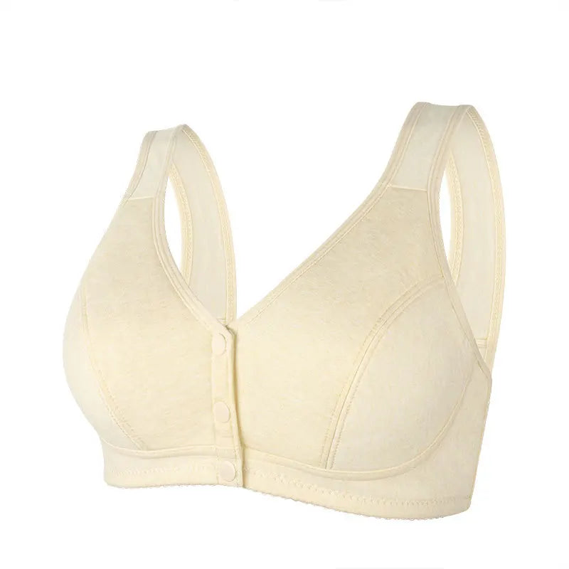 Ladies Front Button Plus Size Solid Color Underwear Fashionable Ultra-thin Soft and Comfortable Vest Style Fixed Cup Underwear