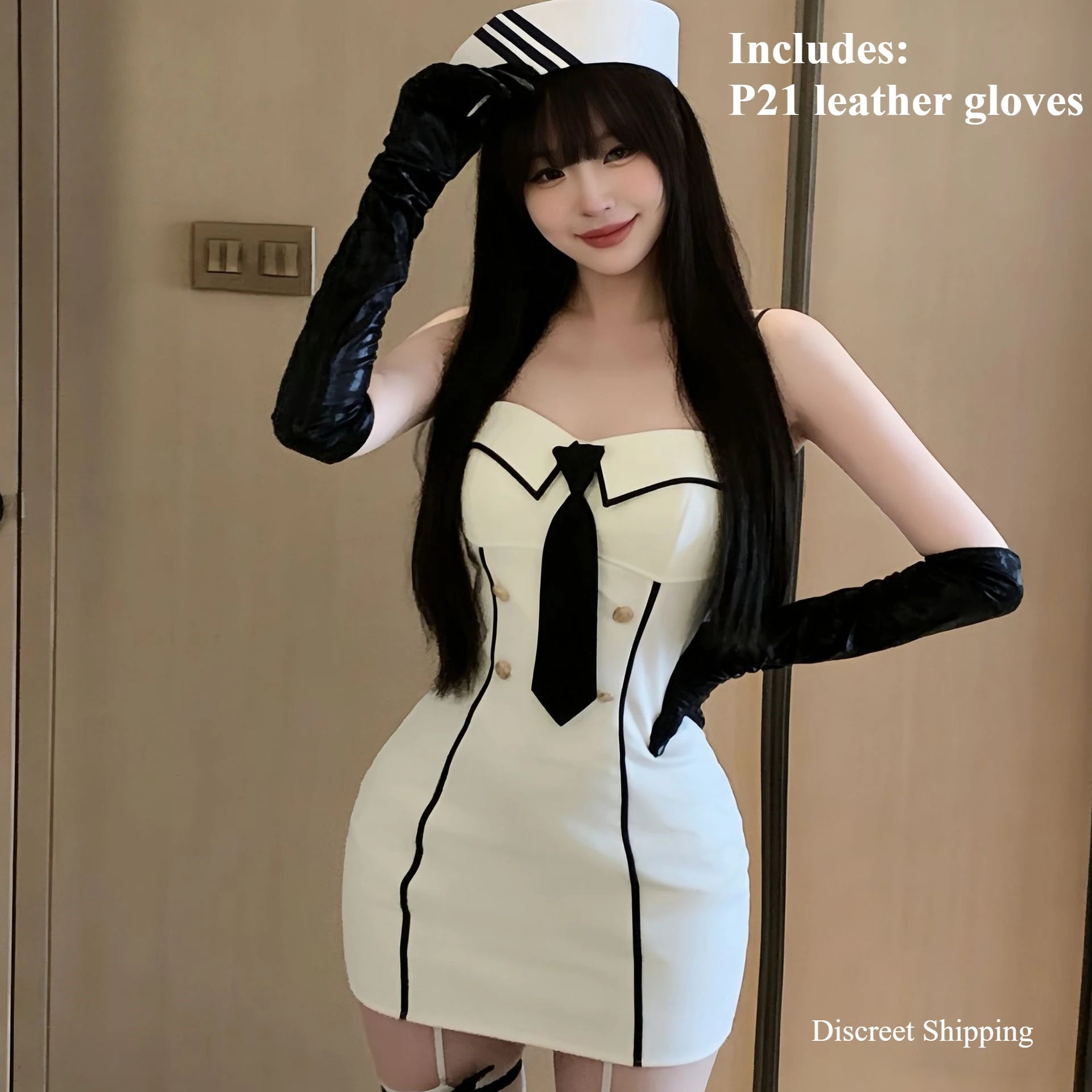 Sexy Lychee Skin Japanese College Sailor Costume Cosplay Hip Hugging Skirt Spicy Girl Slim Fit Strapless Skirt Sexy Lingerie