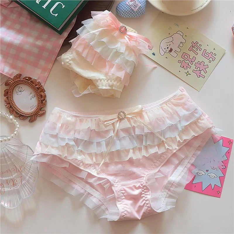 [1pcs】Lolita accessories y2k underwear sexy lingeries women lace lotus leaf cute core very hot lingerie romantic Japanese style
