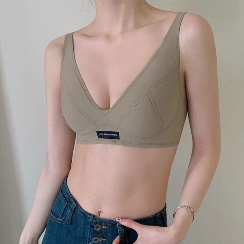 Lingerie Women's Traceless Small Bra Pull Together No Underwire Seamless Jelly Bar Soft Support Tuck Back Bra