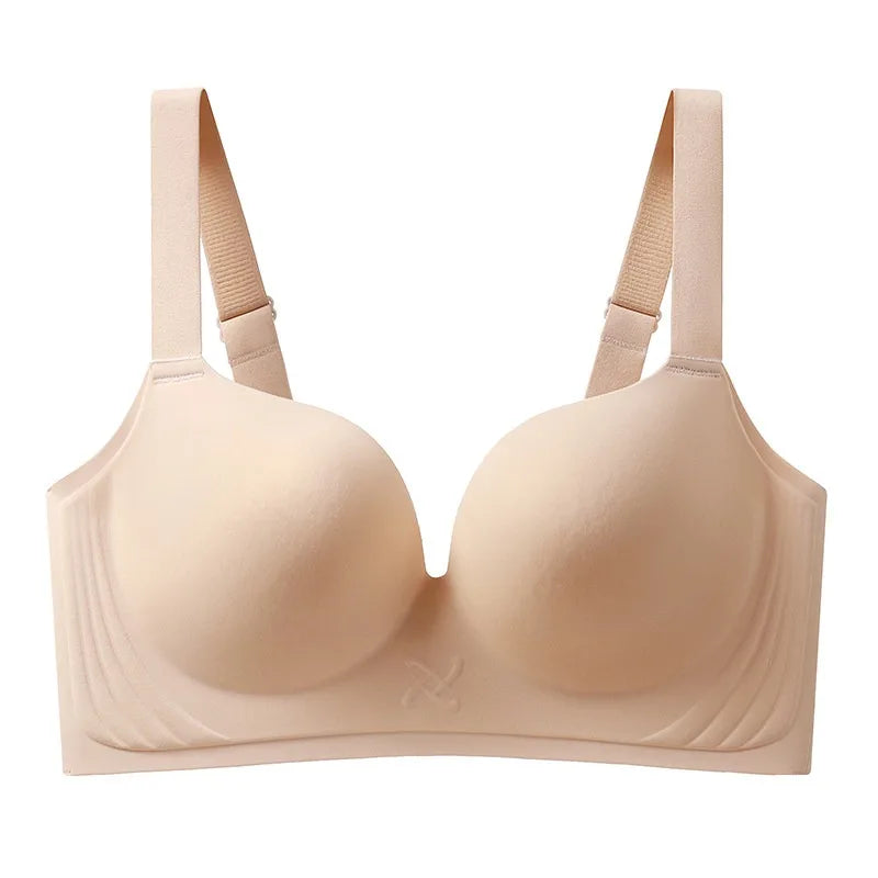 Women‘s Full Bust Seamless Bra Wireless Lingerie Breathable & Smooth Small Thin Gathering Push Up Lift Support Plus Size 34-44