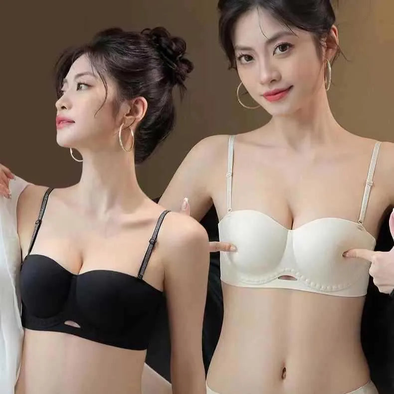 KUCLUT  Invisible Strapless Bra Soft Support Foundation Liquid Lingerie Anti-Slip Gathered Push-Up Comfortable Underwear