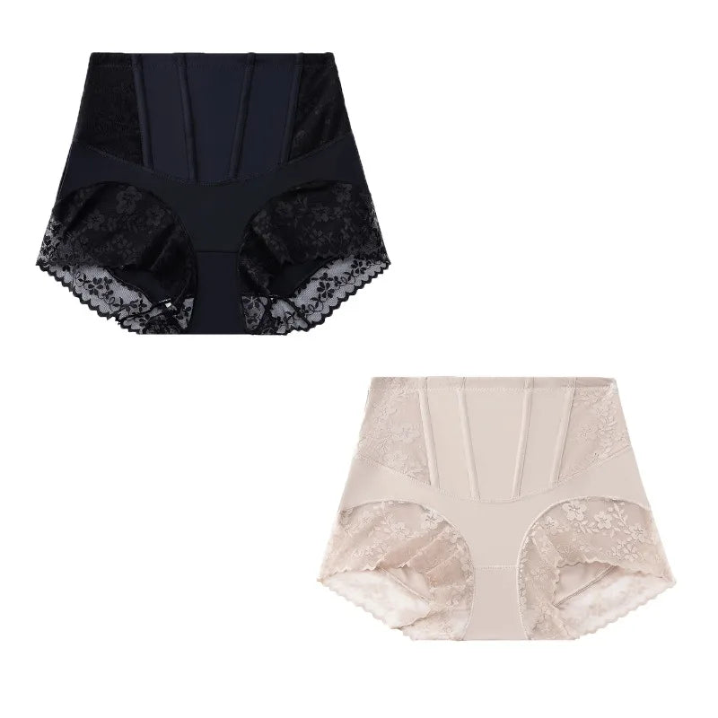 WarmSteps 2PCS Women's Shaper Panties High-Waist Lace Sexy Lingerie Abdominal Tightener Female Briefs Fishbone Waist SlimmingHot