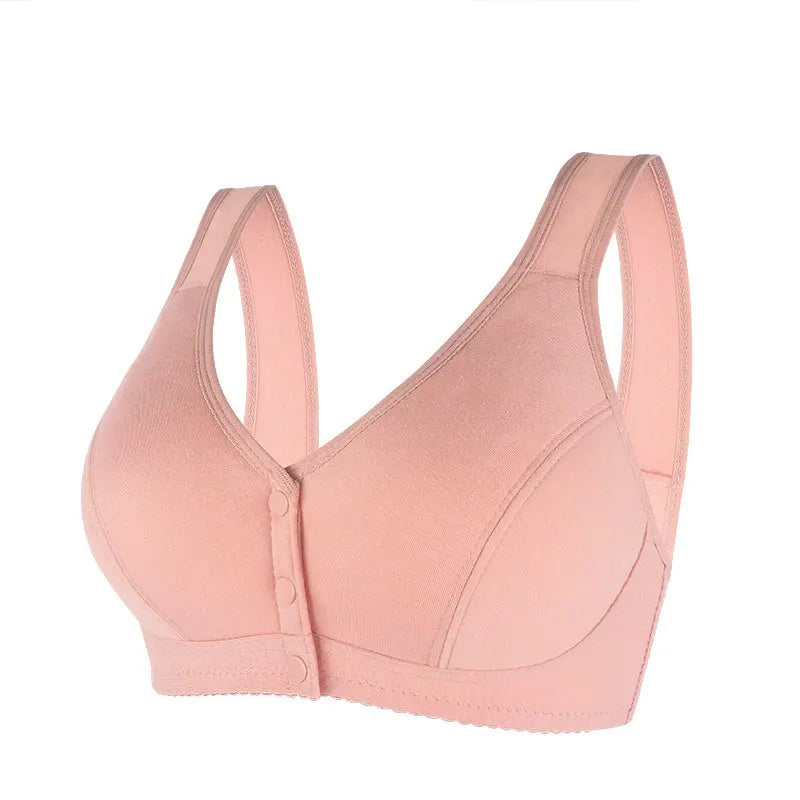 Ladies Front Button Plus Size Solid Color Underwear Fashionable Ultra-thin Soft and Comfortable Vest Style Fixed Cup Underwear