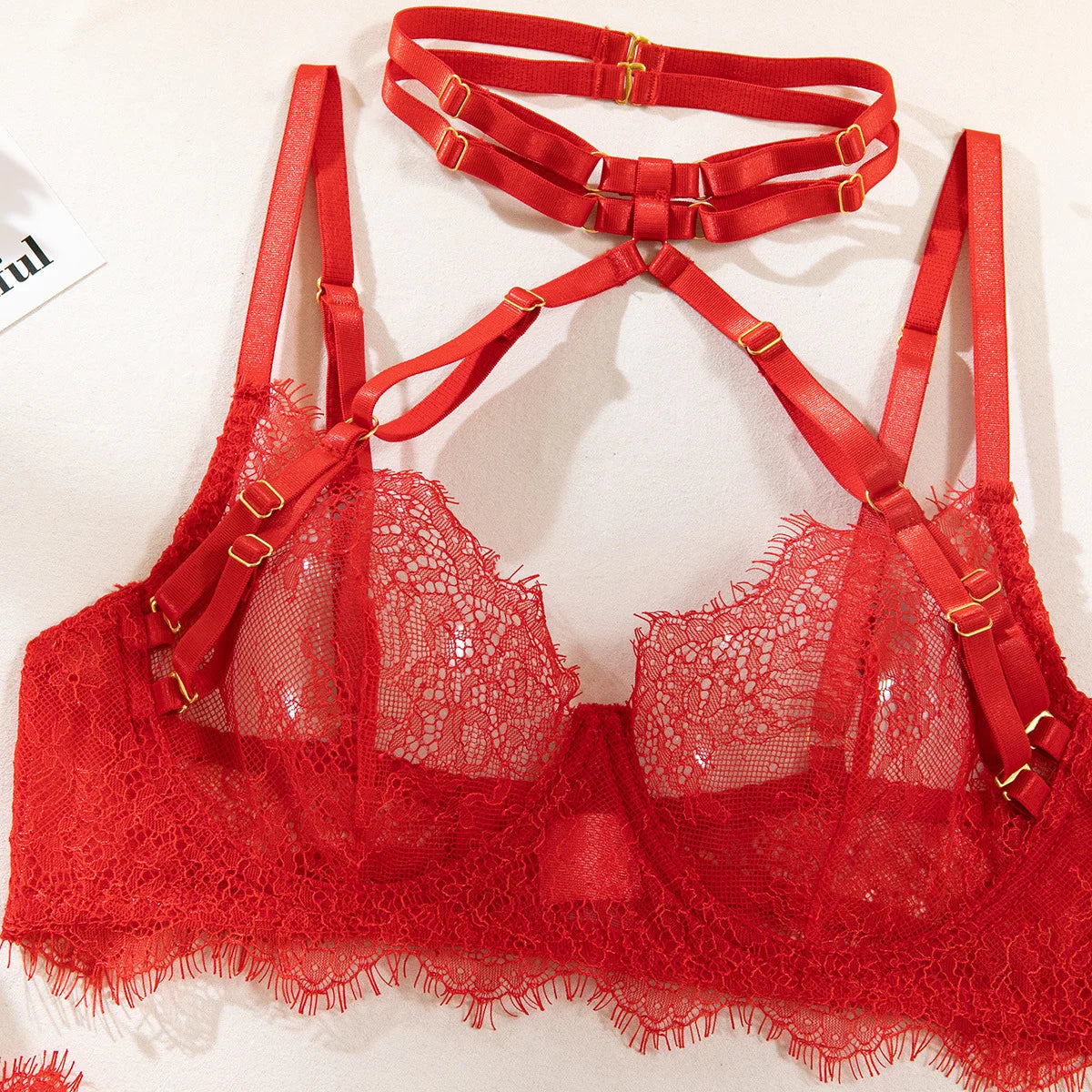 Women's Sexy Lingerie Lace-trimmed Eyelash-trimmed Camisole Body-shaping Sexy Lingerie Bra