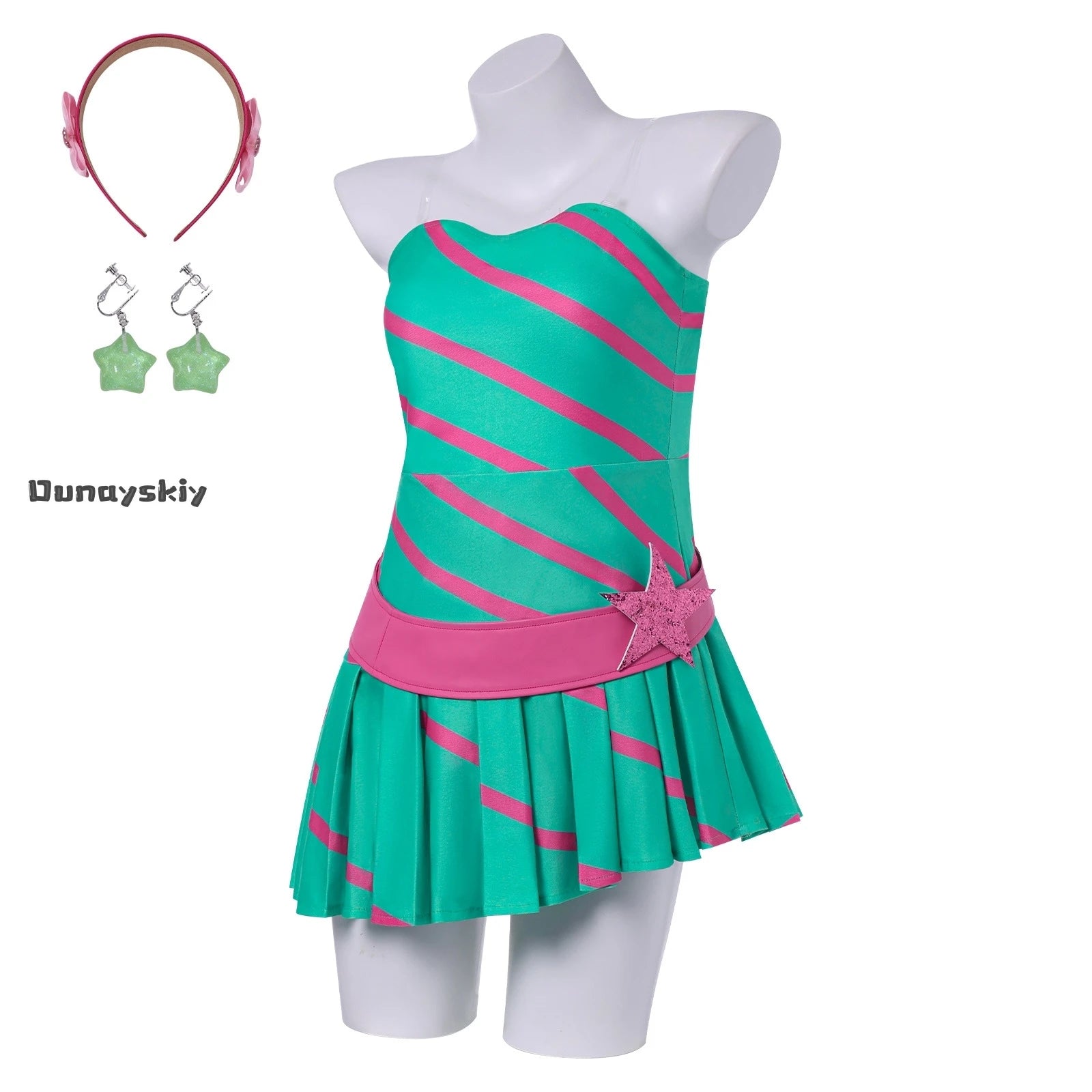 Anime Stella Cosplay Costume Fairy Party Green Bandeau Dress Women's Dresses Halloween Roleplay Wig Shoe Outfit Disguise Suits