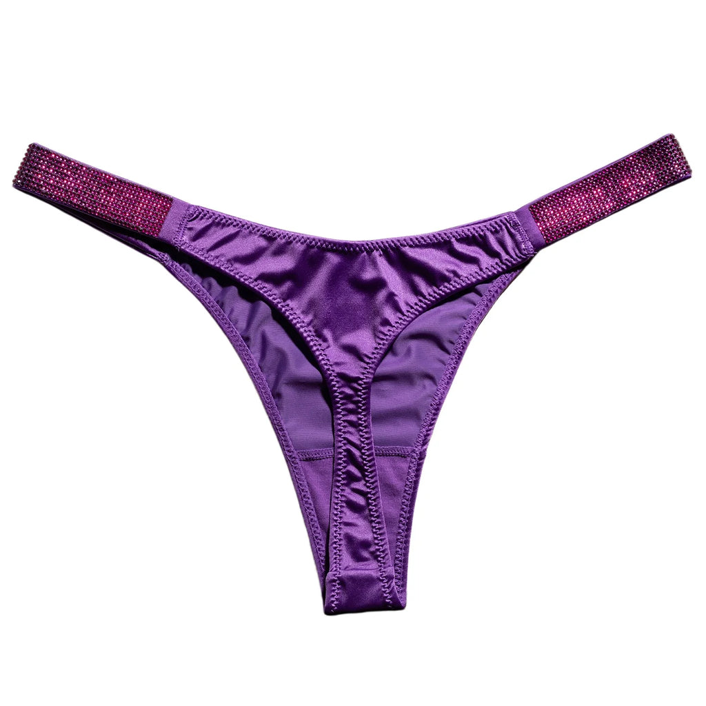 Letter Sexy Panties Women Thongs Rhinestones Diamonds G-string Sports Thong Low Waist Shorts Briefs T-back Fitness S-XL