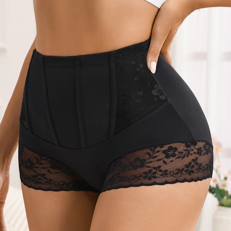 WarmSteps 3PCS Women's Shaper Panties High-Waist Lace Sexy Lingerie Abdominal Tightener Female Briefs Fishbone Waist SlimmingHot
