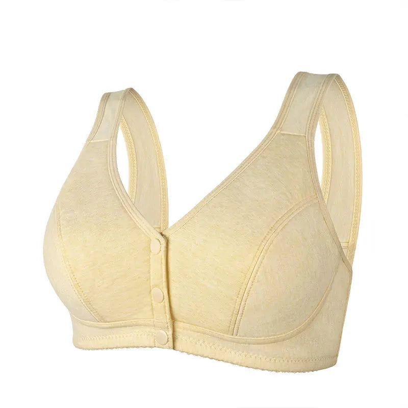 Ladies Front Button Plus Size Solid Color Underwear Fashionable Ultra-thin Soft and Comfortable Vest Style Fixed Cup Underwear