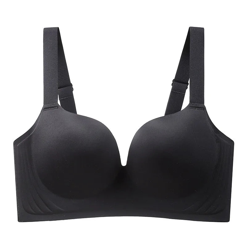 Women‘s Full Bust Seamless Bra Wireless Lingerie Breathable & Smooth Small Thin Gathering Push Up Lift Support Plus Size 34-44