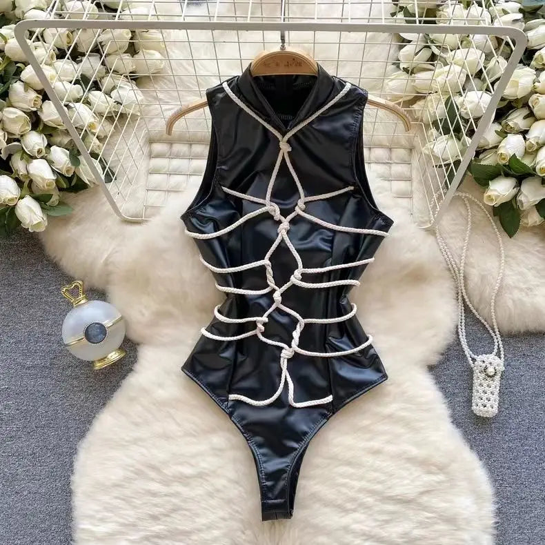 Women Hotsweet V-neck Leopard Slim Vintage Straps Bodysuits Chic Lace Slim Jumpsuits Comfortable Fashion Underwear
