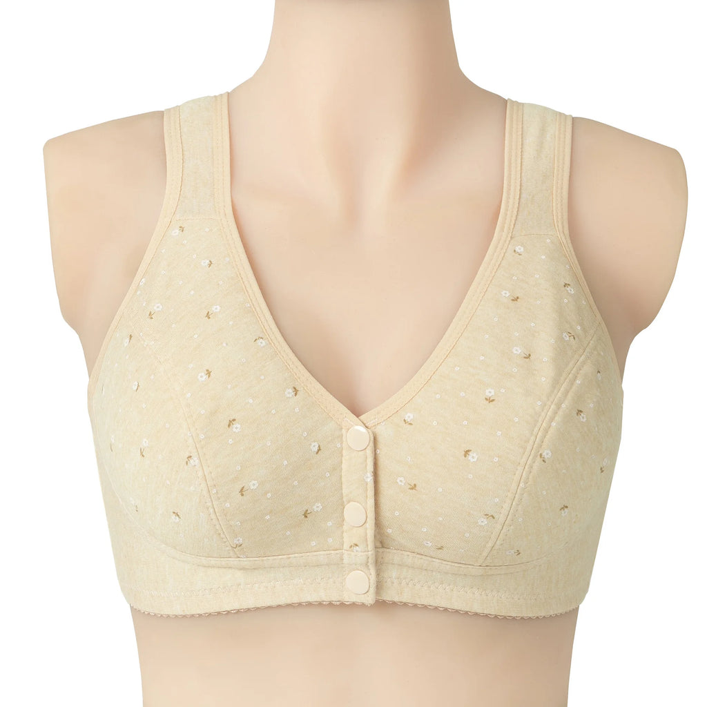 Ladies Front Button Plus Size Solid Color Underwear Fashionable Ultra-thin Soft and Comfortable Vest Style Fixed Cup Underwear
