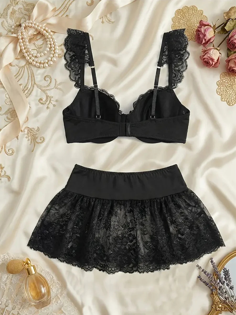 Sexy Lingerie Seamless Underwear Fancy Women Erotic Outfit Open Sexy Bra Set Fantasy Mini Skirt Bra Set Cosplay Costumes Women