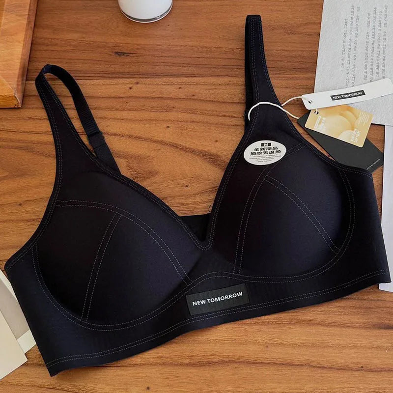 Lingerie Women's Traceless Small Bra Pull Together No Underwire Seamless Jelly Bar Soft Support Tuck Back Bra