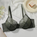 Plus Size Dark Green Bras with Underwire No Paddin Women Large Bust Support Unlined Bra Big Cup Lingerie Everyday Wear