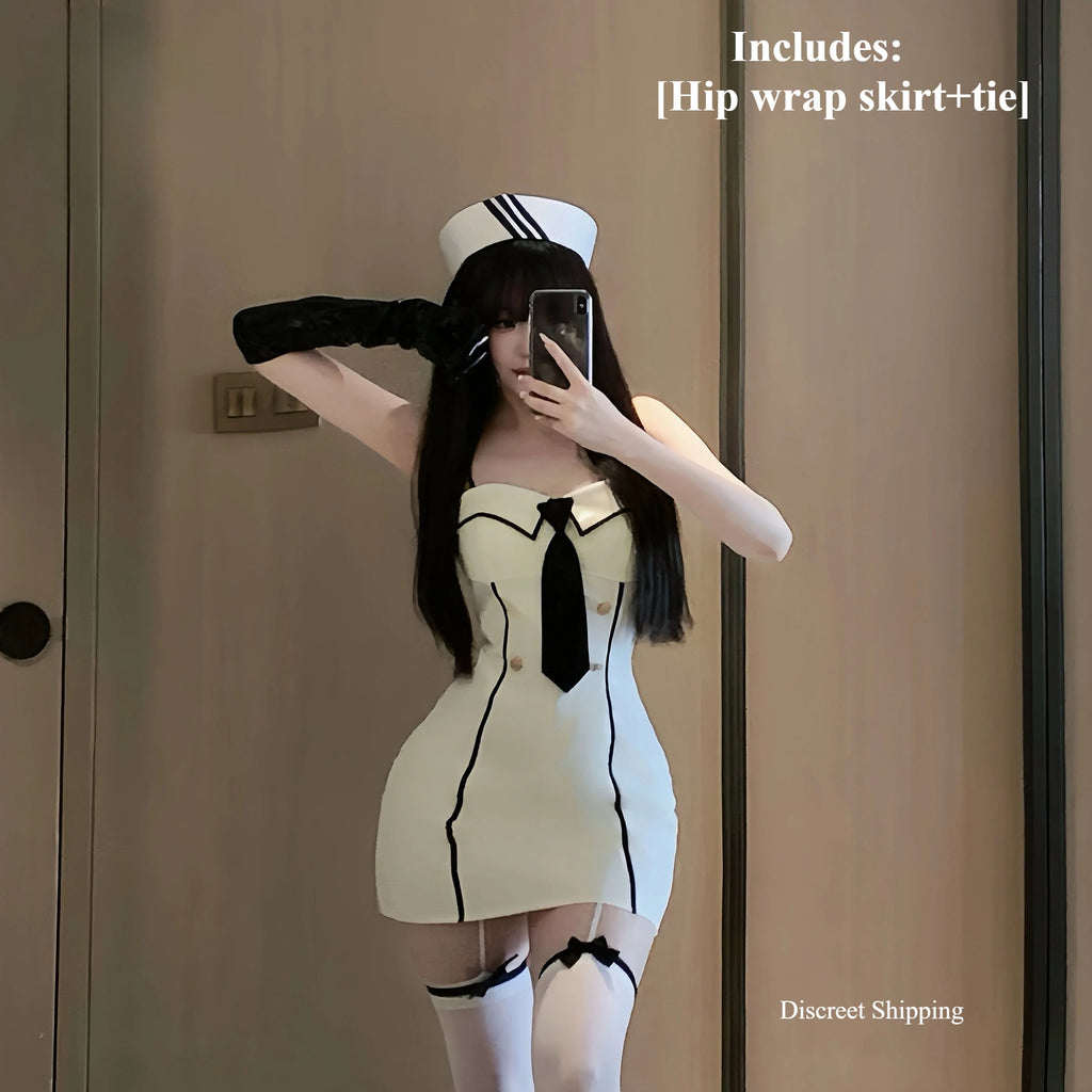 Sexy Lychee Skin Japanese College Sailor Costume Cosplay Hip Hugging Skirt Spicy Girl Slim Fit Strapless Skirt Sexy Lingerie