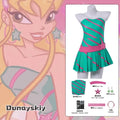 Anime Stella Cosplay Costume Fairy Party Green Bandeau Dress Women's Dresses Halloween Roleplay Wig Shoe Outfit Disguise Suits