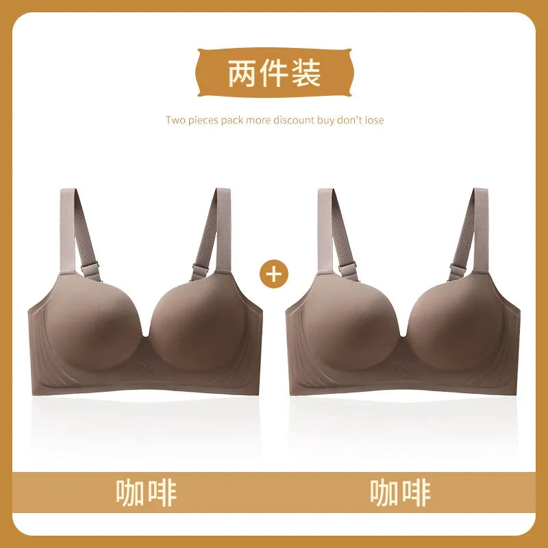 Women‘s Full Bust Seamless Bra Wireless Lingerie Breathable & Smooth Small Thin Gathering Push Up Lift Support Plus Size 34-44