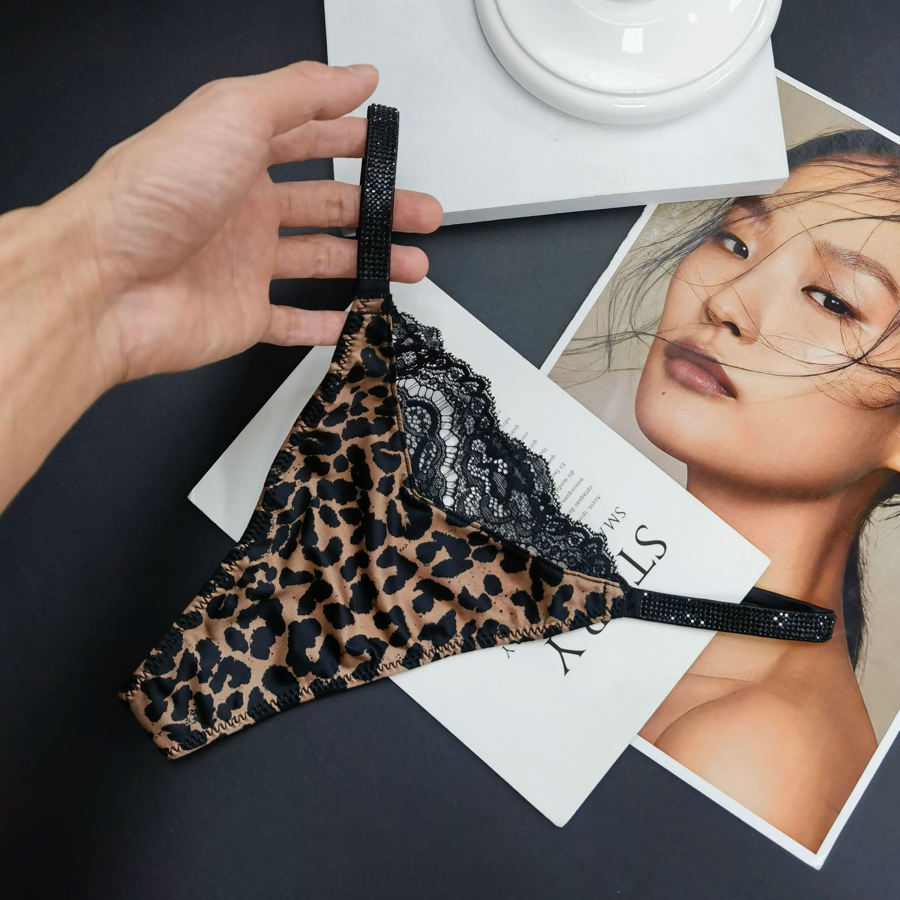 Rhinestone Lace Sexy Girls Women Panties Seamless Underwear G String Letter Transparent Thong For Female Low Rise Ladies Briefs