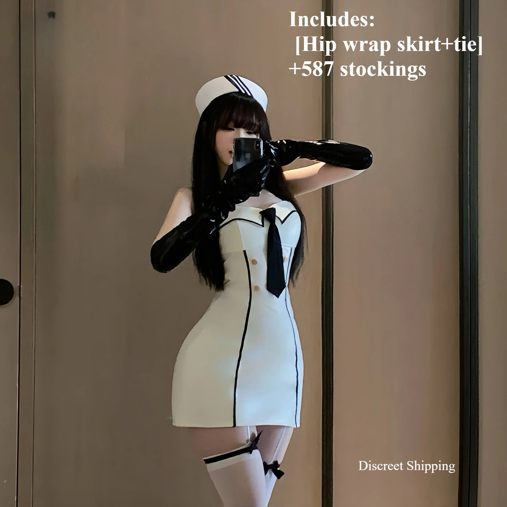 Sexy Lychee Skin Japanese College Sailor Costume Cosplay Hip Hugging Skirt Spicy Girl Slim Fit Strapless Skirt Sexy Lingerie