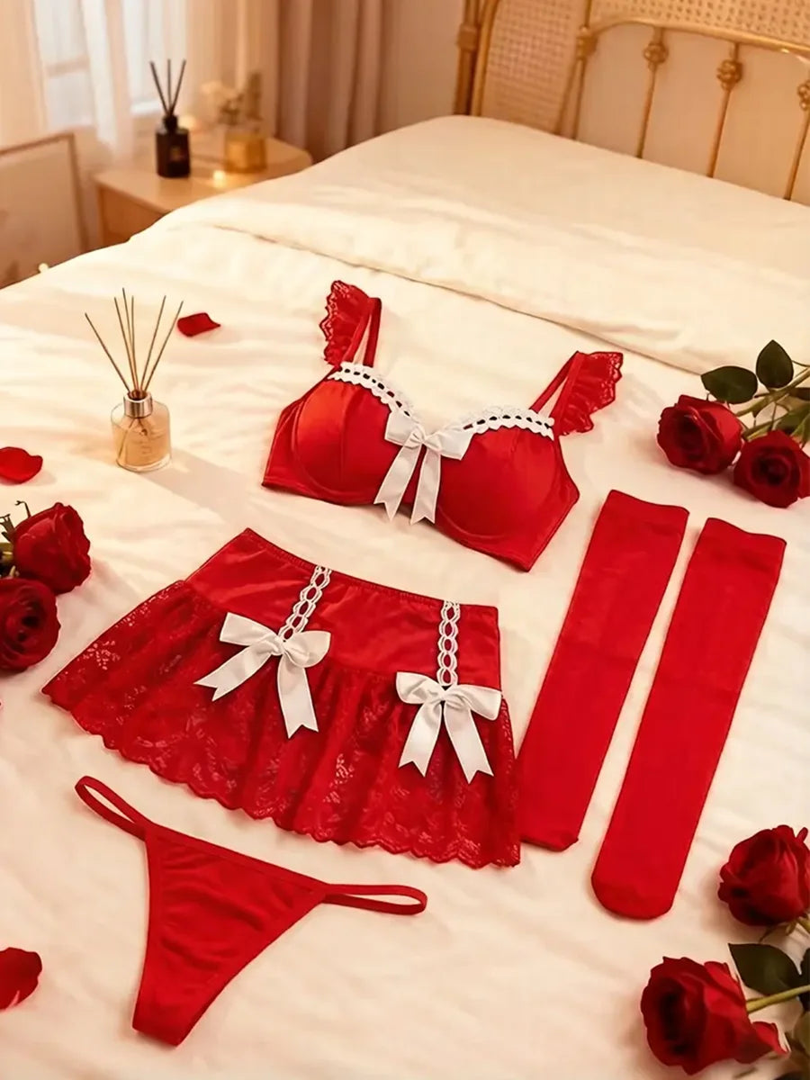 Black Sexy Lingerie Woman Porno Sex Underwear Sexy Bra Set And  Mini Dress Uniform Lingerie Erotic Underwear Babydoll Costumes